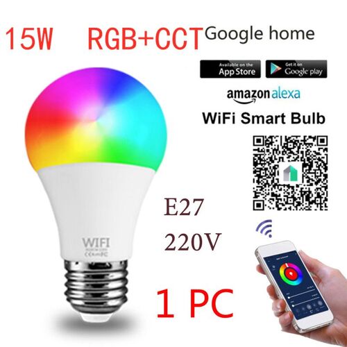 Ampoule Led Connectée Wifi, 15w B22 E27, Fonctionne Avec Alexa Et Google Home Control, Veilleuse Pour Maison Connectée