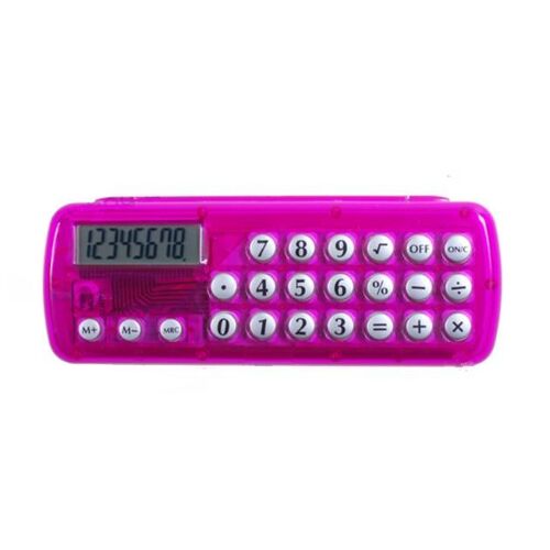 Calculatrice Etui Lunette 17x7x2 Cm Rose A Ecran Lcd Numerique  Fuschia 8 Chiffres + - X : % = Racine Carrée Ecolier Trousse Porte Lunettes Boite Crayons Stylos Ranger Proteger Compter Calculer Pratiq