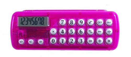 Calculatrice Etui Lunette 17x7x2 Cm Rose A Ecran Lcd Numerique  Fuschia 8 Chiffres + - X : % = Racine Carrée Ecolier Trousse Porte Lunettes Boite Crayons Stylos Ranger Proteger Compter Calculer Pratiq