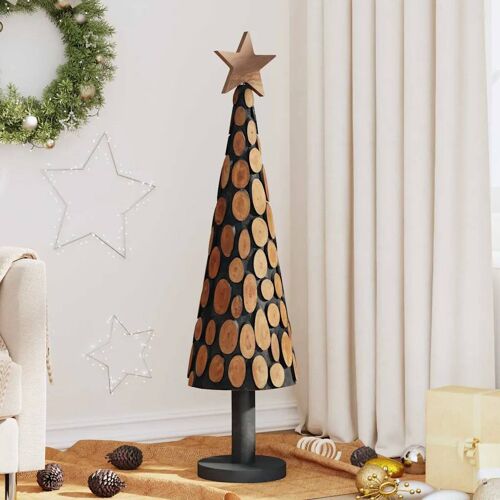 vidaXL Sapin de Noël avec support Marron 120 cm Bois de teck solide