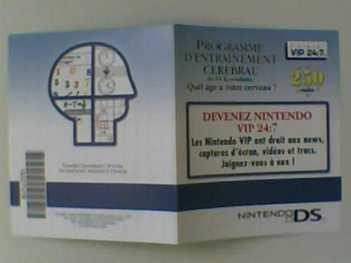 Carte Vip Club Nintendo Ds Non Grattée Programme Entrainement Cerebral Dr Kawashima