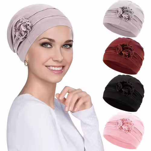 Jexnovashop-Turban Femme Cancer Musulmanes Bonnet, Chimiothérapie Oncologique Stretch Chapeaux Bonnet Nuit Bonnet Chimio Pour Femmes