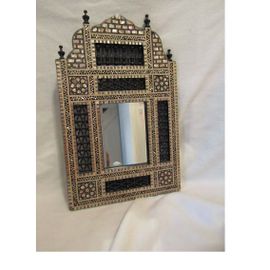 CADRE INCRUSTATION NACRE EGYPTE MIROIR PHOTO . DIPLOME . COLLECTION TABLEAU DECO ORIENTALE FAIT MAIN STYLE EGYPTIEN EXOTIQUE D ORIENT 40 X 30 cm env BOIS NOIR COQUILLAGE OBJET ORIGINALITE