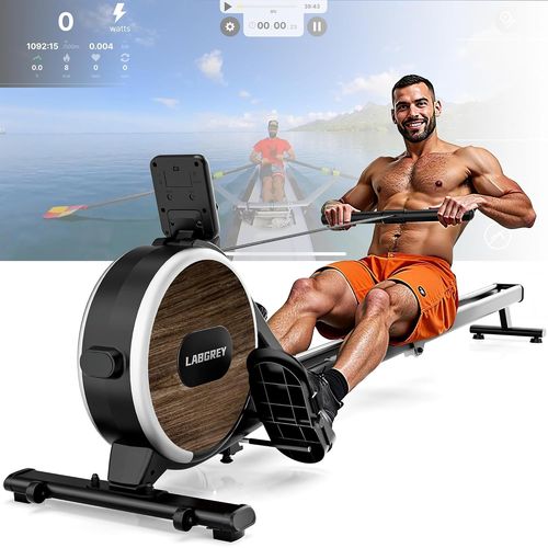 Asfasfq-Rameur Magnétique D'appartement, Rameur Bluetooth, Écran Lcd, Rails Doubles Améliorés, Silencieux, Capacité Maximale 158 Kg, Idéal Pour L'entraînement Cardio À Domicile