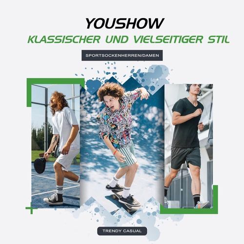 Asfasfq-Lot De 6 Paires De Chaussettes De Tennis Pour Homme Et Femme - Chaussettes De Sport Respirantes - Chaussettes Rétro En Coton - Blanc Et Noir