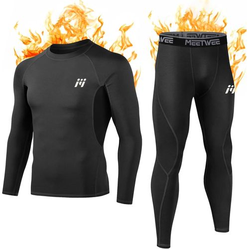 Asfasfq-Ensemble De Sous-Vêtements Thermiques Homme, Sport Base Layer Maillot Manches Longues + Pantalon Quick Dry Sou Vetement Pour L'entraînement Ski Running Randonnée