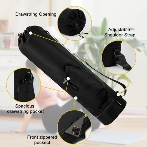 Asfasfq-Sac Pour Tapis De Yoga, Sac Yoga Tapis Rangement Avec Bandoulière Réglable Imperméable Sac À Dos De Séparation Humide Et Sèche Pour Tapis De Gym, Noir