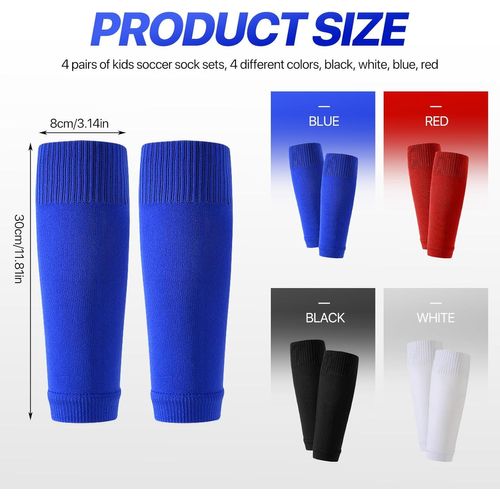 Asfasfq-Lot De 4 Paires De Chaussettes De Football Pour Enfants, Protège-Tibias, Chaussettes Sans Chaussettes, Chaussettes De Sport, Chaussettes D'entraînement, Chaussettes De Football Pour Enfants,