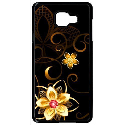Coque - Golden Flowers 2 - Compatible Avec Samsung Galaxy A7 (2016) - Plastique - Bord Noir
