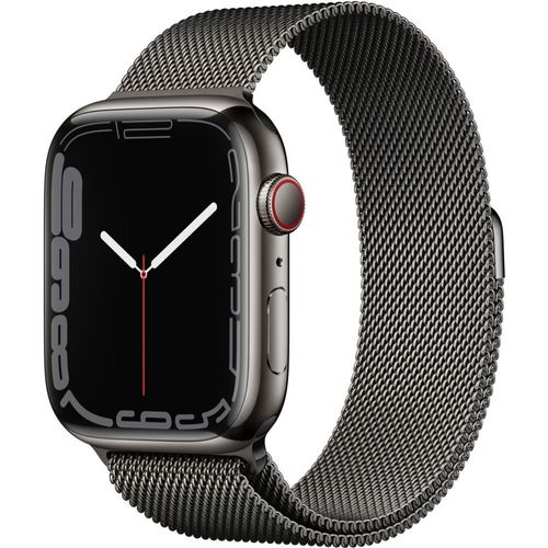 Apple Watch Series 7 (GPS + Cellular) - Boitier 45 mm Acier inoxydable Graphite avec Bracelet Milanais Graphite