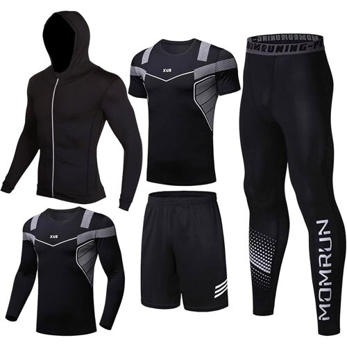 Jexnovashop-Vêtements De Sport Pour Hommes Costume De Compression Costume De Sport De Remise En Forme Pantalon De Compression De Course En Plein Air Chemise Top Veste À Manches Longues Collants De Co
