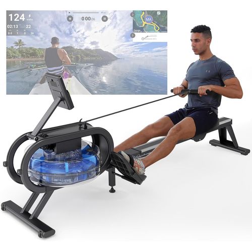 Asfasfq-Rameur D'appartement Avec Réservoir D'eau 6 Niveaux De Résistance Écran Lcd Multifonction Support De Tablette Réglable Capacité De Poids 150kg