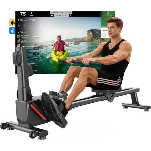 Asfasfq-Rameur Pour La Maison, 16 Niveaux De Résistance, Rameur Magnétique Ultra-Silencieux Avec App Kinomap, Double Rail Pour Stabilité Et Fluidité, Compact Et Facile À Assembler - Fitness À Domicil