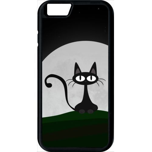 Coque - Chat Noir - Compatible Avec Apple Iphone 6 - Plastique - Bord Noir
