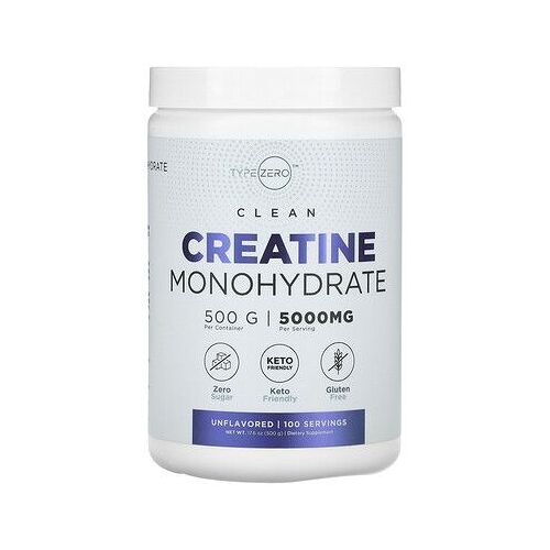 Typezero, Clean, Créatine Monohydrate, Sans Arôme, 5000 Mg, 500 G
