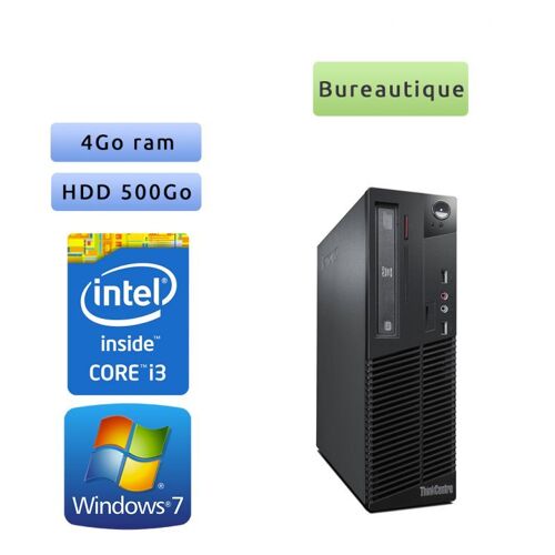 Lenovo ThinkCenter M72e SFF - Windows 7 - i3 4Go 500Go - Port Serie - Poste Bureautique Faible encombrement