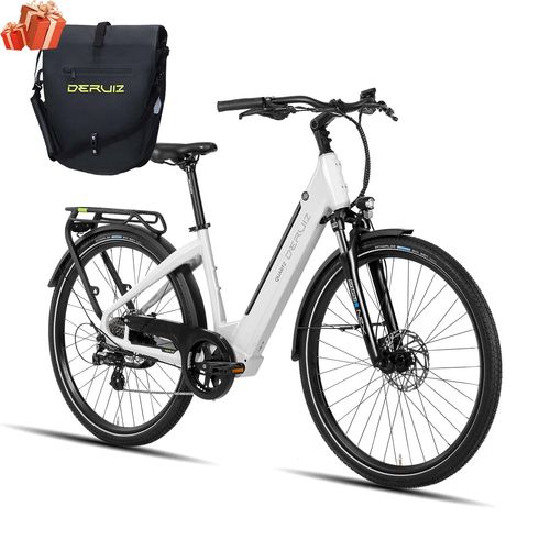 Deruiz Vélo Électrique Quartz Ebike Moteur 250w Et Batterie 48v 13.4ah, Shimano 8 Vitesses, Couleur Blanc