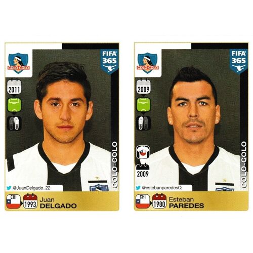 N°247 / N°248 - Stickers Image Panini Fifa 365 ( 2016 ) - Juan Delgado / Esteban Paredes - Colo Colo