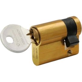 ASFASFq-Demi-Cylindre de Serrure Mécanique FIRST pour Porte - Une Entrée 30x10mm - Mécanisme 5 Goupilles Sécurisé - 3 Clés - Installation Facile - Garantie 2 Ans - Finition Laiton