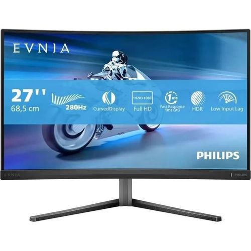 Philips Evnia 5000 27M2C5200W - Écran LED - jeux - incurvé - 27" - 1920 x 1080 Full HD (1080p) @ 280 Hz - Fast VA - 300 cd/m² - 4000:1 - HDR10 - 0.3 ms - 2xHDMI, DisplayPort - ardoise foncée