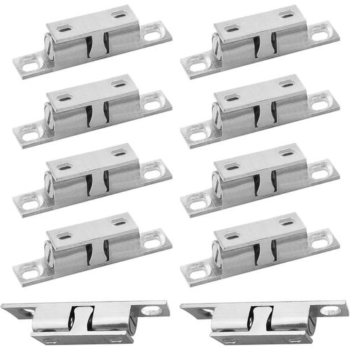 ASFASFq-Rouleau à Billes en Laiton 10 Pièces Double Loqueteau à Bille, Rouleau Loqueteau Fermeture Pour Armoires Meubles D'armoire Argent