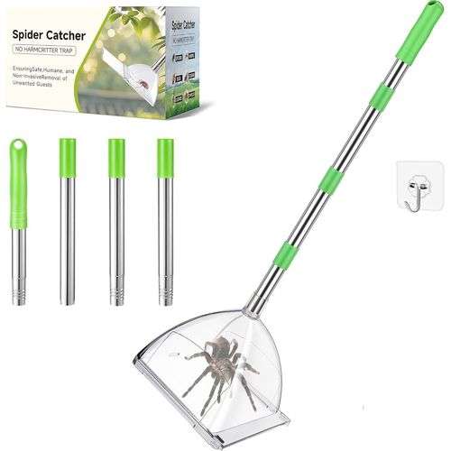 ASFASFq-Attrape-araignée à Long Manche,Attrape Araignée, Attrape Insectes Vivants,Outil d'Attrape-Insectes, Pièges à Cafards Araignées,Piège à Araignées,Capture de Gros Insectes sans Contact