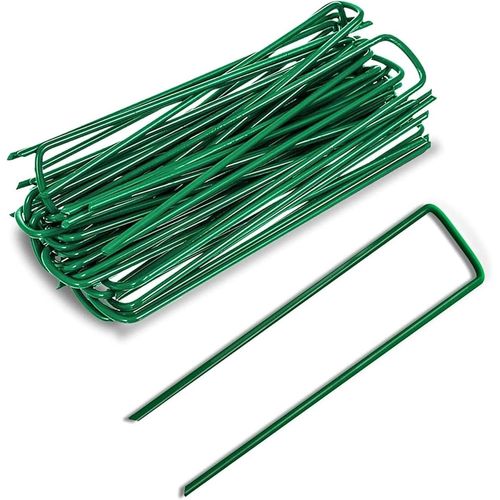Asfasfq-100 Pièces Piquets De Fixation, Piquets De Jardin En Acier Galvanisé, Pelouse Agrafes En Forme De U Pour Toile De Paillage Bâche Anti-Mauvaises Herbes Grillage Filets Gazon Artificiel
