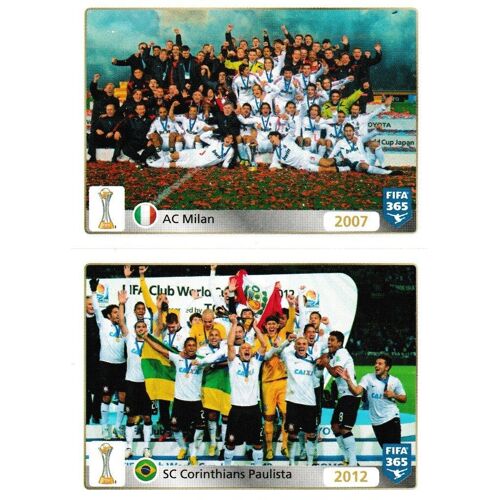 N°19 / N°20 - Stickers Image Panini Fifa 365 ( 2016 ) - Equipe - Ac Milan 2007 / Sc Corinthians Paulista 2012