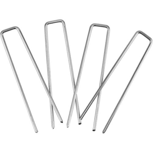 Asfasfq-Lot De 150 Piquets D'ancrage Galvanisés, 100 X 13 Mm, Ø 3 Mm, Ancrage Au Sol En Acier Galvanisé Pour Fixation De Toile Anti-Mauvaises Herbes, Film Anti-Mauvaises Herbes, Haies, Non-Tissé De