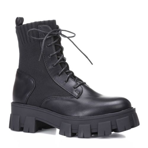 Boots Chaussures Rangers Bi-Matières Noires Crantées T41 Mixte