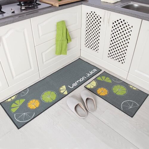 2 Pièce Tapis Cuisine Antidérapant Lavable En Machine Tapis De Bain Paillasson Tapis De Sol Cuisine (40x120+40x60cm)