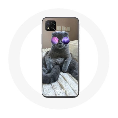 Coque Xiaomi Redmi 9c Chat Avec Lunettes De Vue Violettes