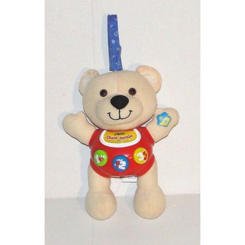 Vtech Chant Ourson Beige Rouge Sonore Lumineux Peluche Ours D'éveil