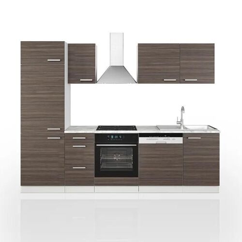 Cuisine Optima, 270 cm sans plan de travail, gris noble/blanc, Vicco