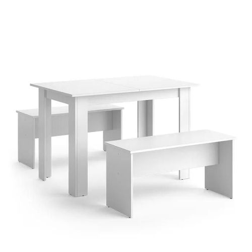 Vicco Ensemble De Tables Groupe De Sièges Ensemble De Salle À Manger Sentio Blanc 110 Cm Table De Salle À Manger Banc