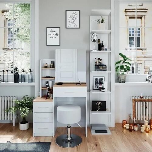 Coiffeuse avec tabouret - Vicco - Conrada - Blanc Sonoma