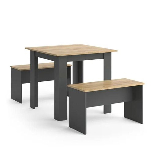 Vicco Ensemble De Tables Groupe De Sièges Ensemble De Salle À Manger Sentio Anthracite Chêne 80 Cm Table De Salle À Manger Banc
