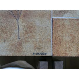 Belle Table Basse Rectangulaire, Céramique De Vallauris, Herbier, Signé R. Capron