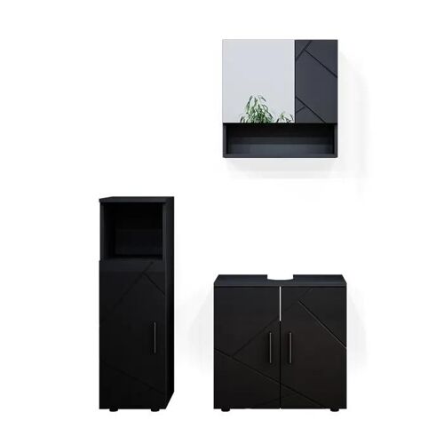 Vicco set de meubles de salle de bain Irma, Anthracite Haute brillance, 3 parties
