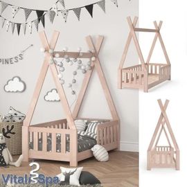 Lit Pour Enfant Vitalispa Tipi, Indiens, Lit, Cabane Pour Enfants, Bois, Lit Cabane 70 X 140 Cm