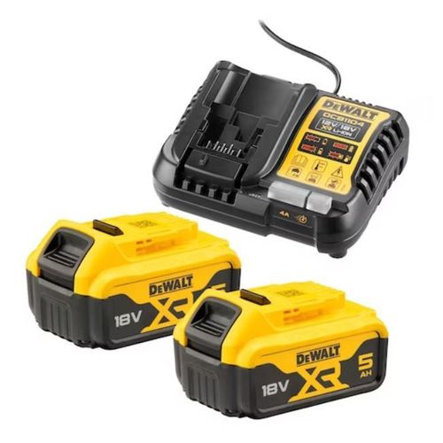 Pack 2 batteries 18V XR 5Ah Li-Ion + chargeur - DEWALT - DCB1104P2-QW