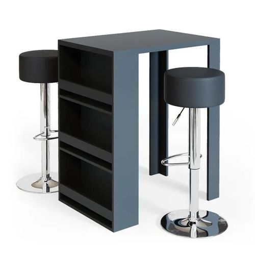 Vicco Set De Table De Bar , Anthracite, 80 X 57 Cm Avec 2 Tabourets De Bar