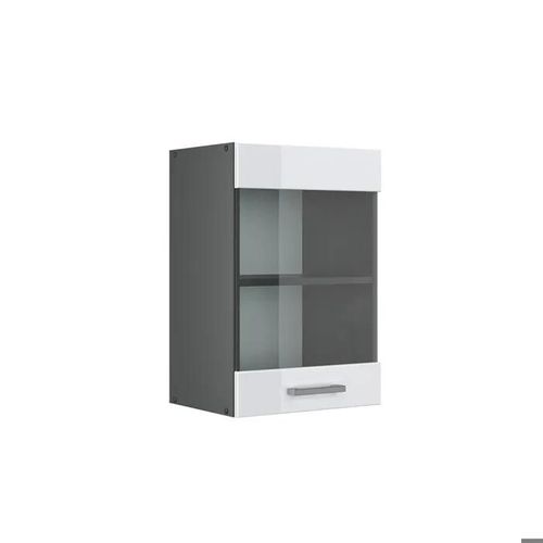 Meuble Haut Porte Vitrée Vicco R-Line Anthracite/Blanc Brillant 40 Cm
