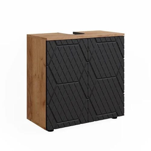 meuble sous vasque simple Irma, 60 x 59 cm, Anthracite rayé, Vicco