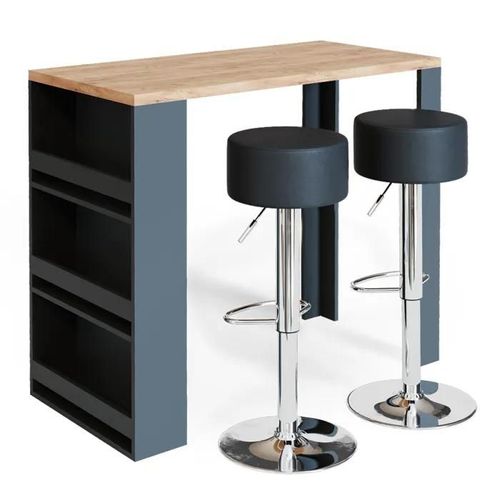Vicco Set De Table De Bar , Chêne, 117 X 57 Cm Avec 2 Tabourets De Bar