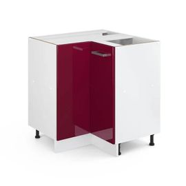 Armoire D'angle Universelle R-Line, 75.6 Cm Avec Porte, Sans Plan De Travail, Rouge Bordeaux Haute Brillance, Vicco