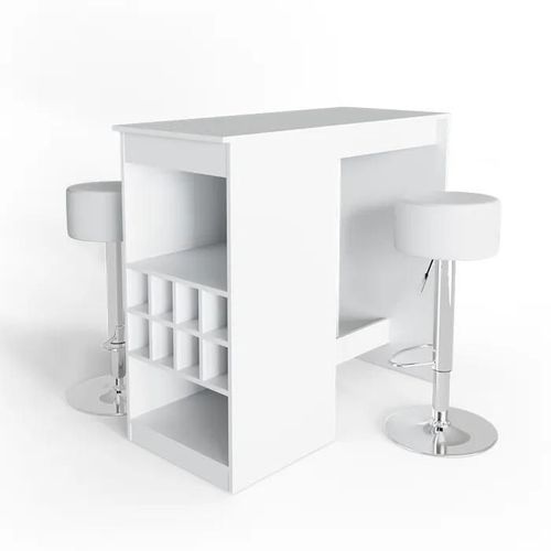 Vicco Set De Table De Bar Ross, Blanc, 115 X 50 Cm Avec 2 Tabourets De Bar