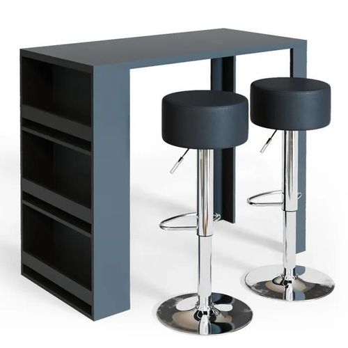 Vicco Set De Table De Bar , Anthracite, 117 X 57 Cm Avec 2 Tabourets De Bar