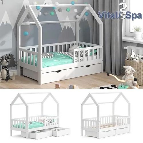 Lit Enfant Vitalispa Wiki, Lit Cabane, Lit Aire De Jeux, 80 X 160, 2 Tiroirs