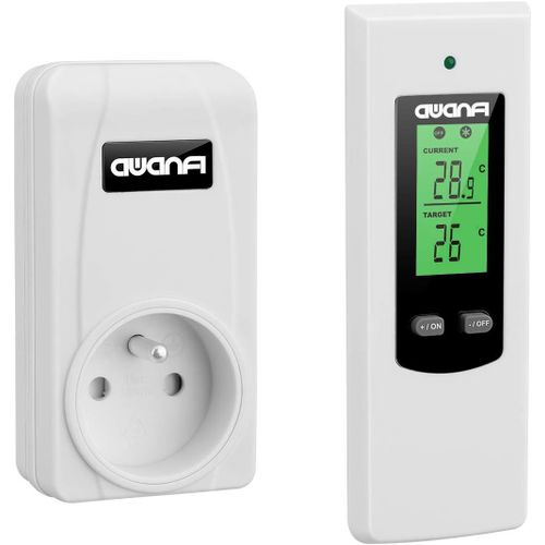Prise Thermostat d'Ambiance Sans Fil avec Télécommande pour Radiateur Electrique et Climatiseur Mobile